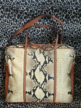 kate spade Tan and Black Snake-Print Shoulder Bag